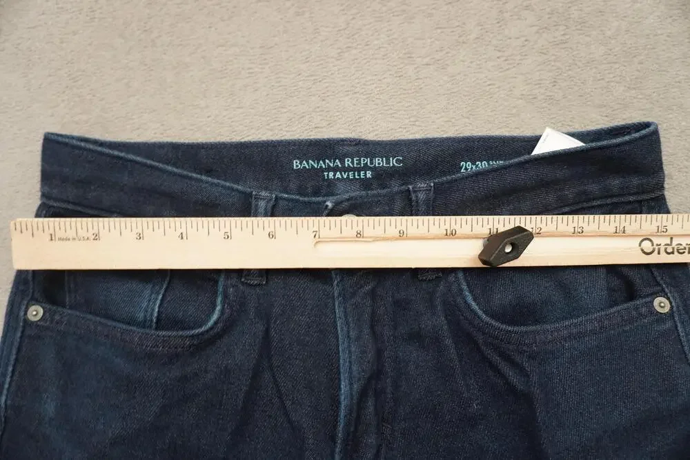 Banana Republic Traveler Jeans Mens 29x28 Dark Wash Blue Slim Straight Stretch